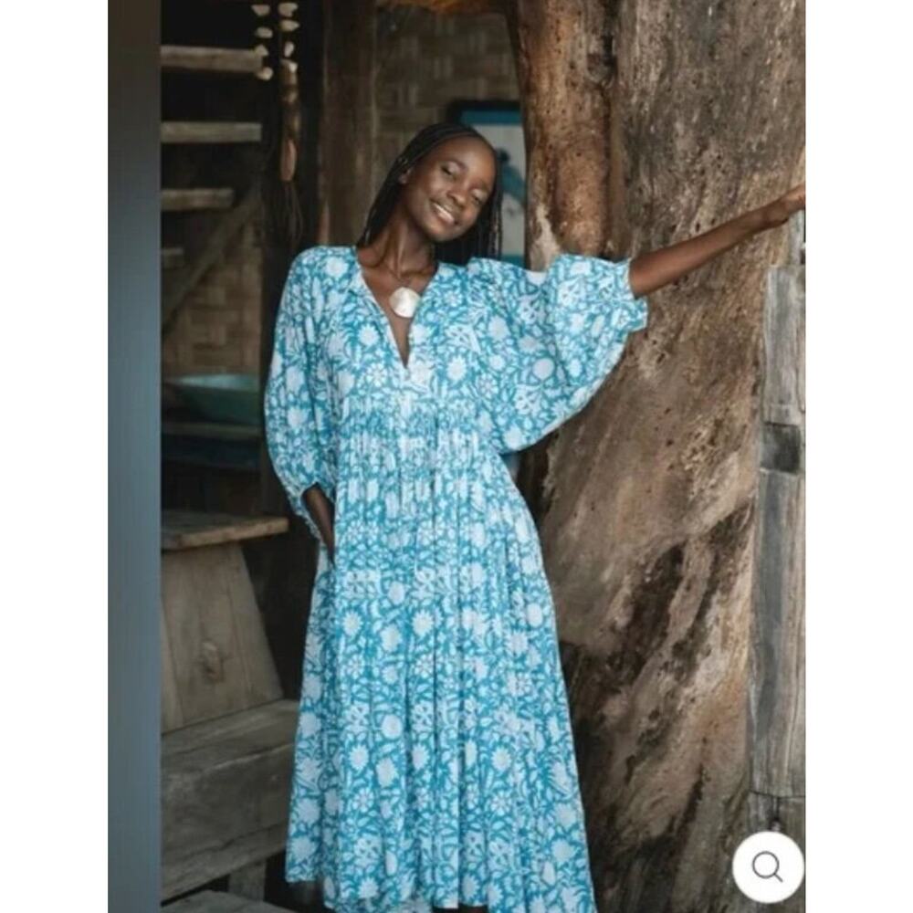 Daughters of India Blue Floral Midi Dress